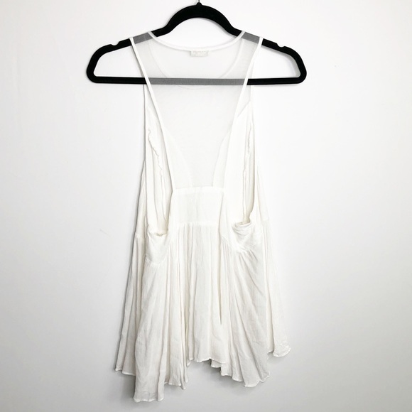 𝅺Free people ivory sheer mesh marble tank blouse - Picture 9 of 11